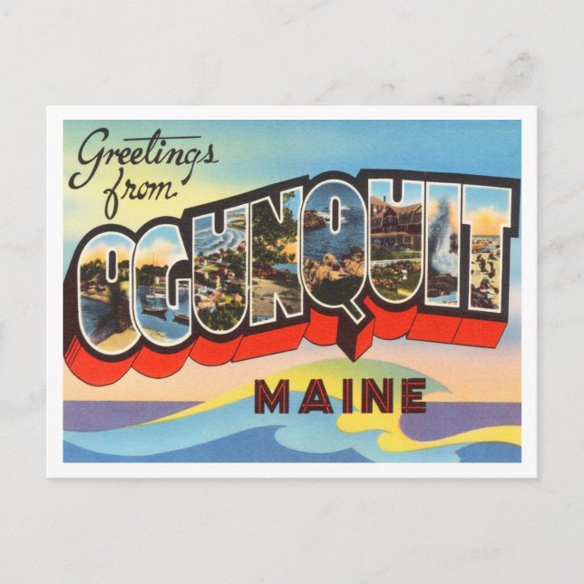 Postal Saludos desde Ogunquit, Maine Vintage Travel (Anverso)
