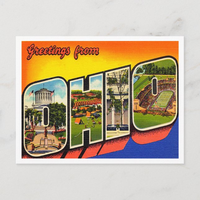 Postal Saludos desde Ohio Vintage Travel (Anverso)