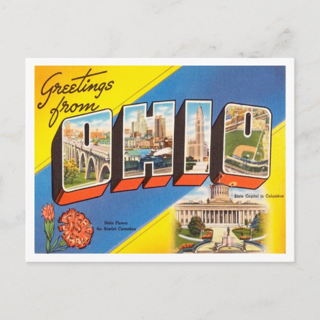 Postal Saludos desde Ohio Vintage Travel (Anverso)