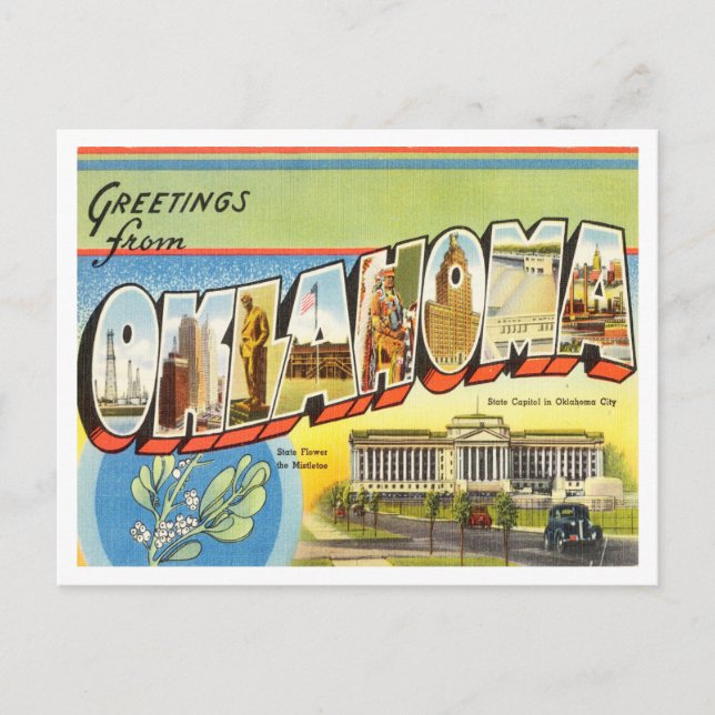 Postal Saludos desde Oklahoma Vintage Travel (Anverso)