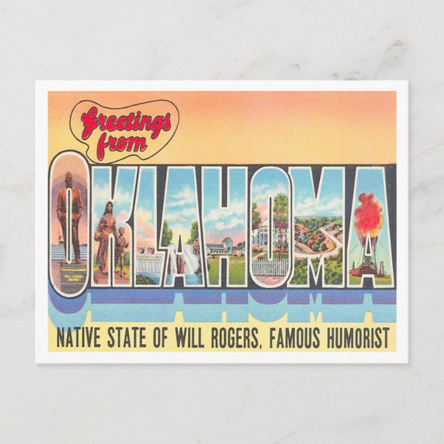 Postal Saludos desde Oklahoma Vintage Travel (Anverso)