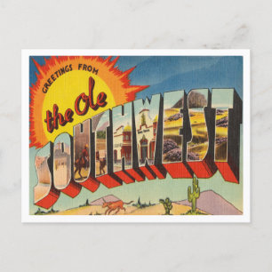 Postal Saludos desde Ole Southwest Vintage Travel