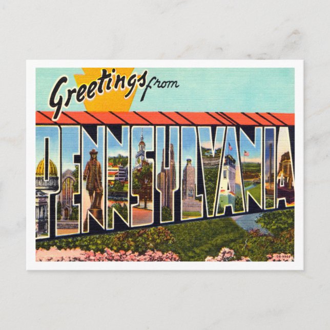 Postal Saludos desde Pennsylvania Vintage Travel (Anverso)