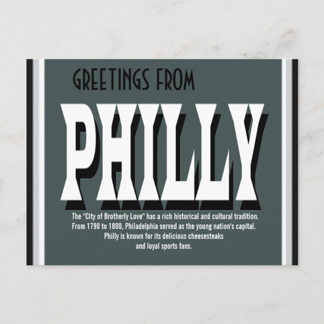 Postal Saludos desde Philly Postcard (Anverso)