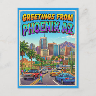 Postal Saludos desde Phoenix Arizona Estilo Retro Vintage