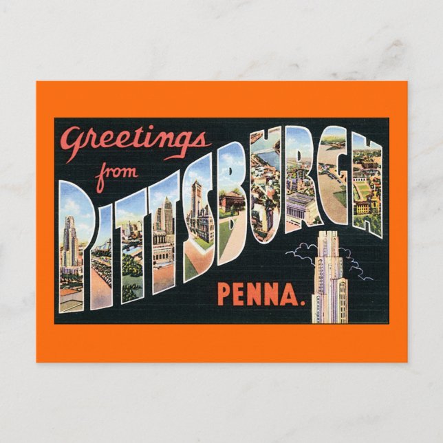 Postal Saludos desde Pittsburgh, Pennsylvania (Anverso)