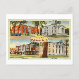 Postal Saludos desde Plattsburg, Nueva York, Vintage