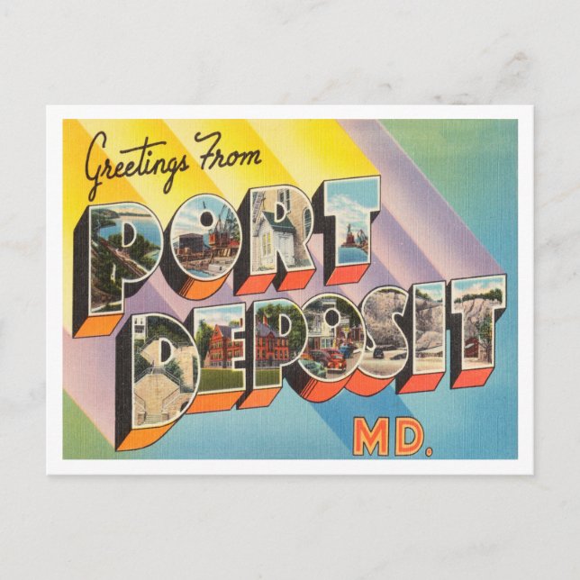 Postal Saludos desde Port Deposit, Maryland Travel. (Anverso)