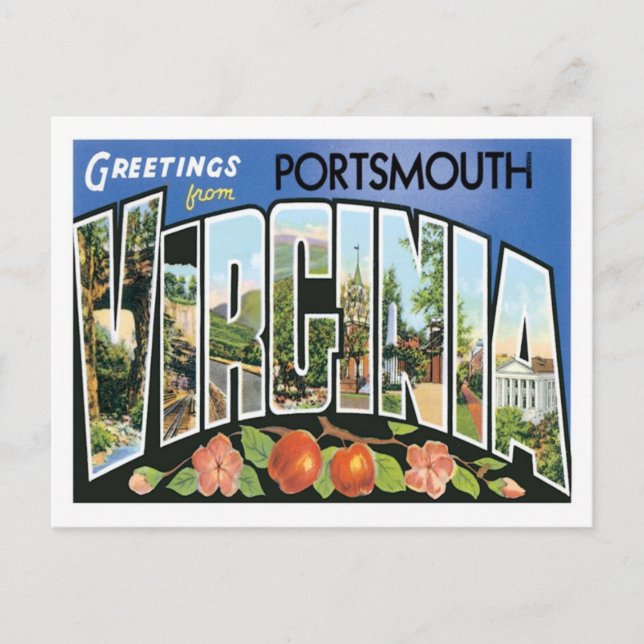 Postal Saludos desde Portsmouth Virginia US City (Anverso)
