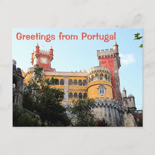 Postal Saludos desde Portugal, Palacio Pena, Sintra (Anverso)