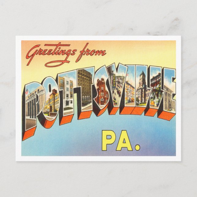 Postal Saludos desde Pottsville, Pennsylvania Travel (Anverso)