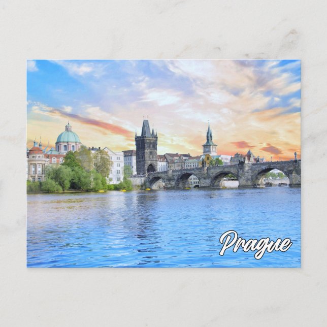 Postal Saludos desde Praga, República Checa (Anverso)