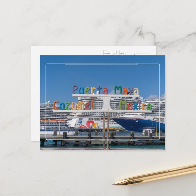 Postal Saludos desde Puerta Maya, Cozumel (Anverso/Reverso In Situ)