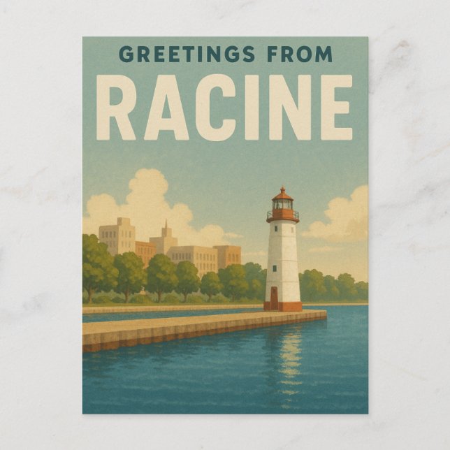 Postal Saludos desde Racine Wisconsin (Anverso)