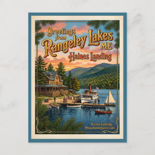Postal Saludos desde Rangeley Lakes Maine al estilo vinta