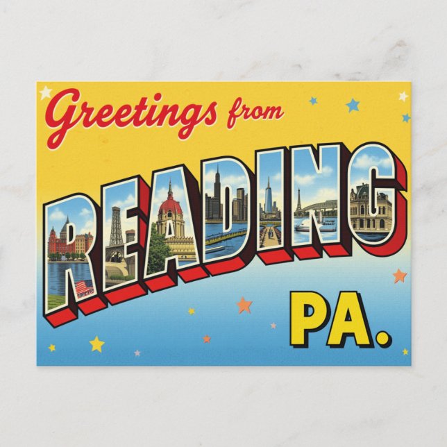 Postal Saludos desde Reading PA (Anverso)