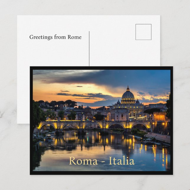 Postal Saludos desde Roma Italia, Texto personalizado (Anverso / Reverso)