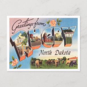 Postal Saludos desde Rugby, North Dakota Vintage Travel