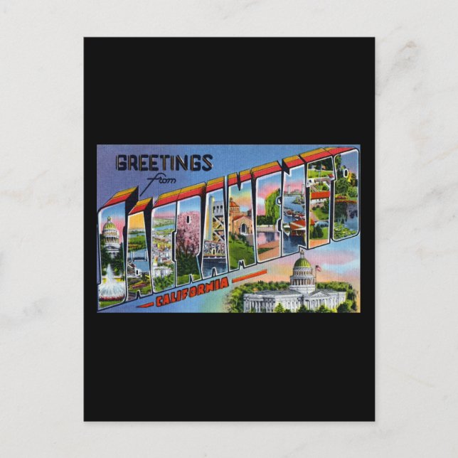 Postal Saludos desde Sacramento California (Anverso)