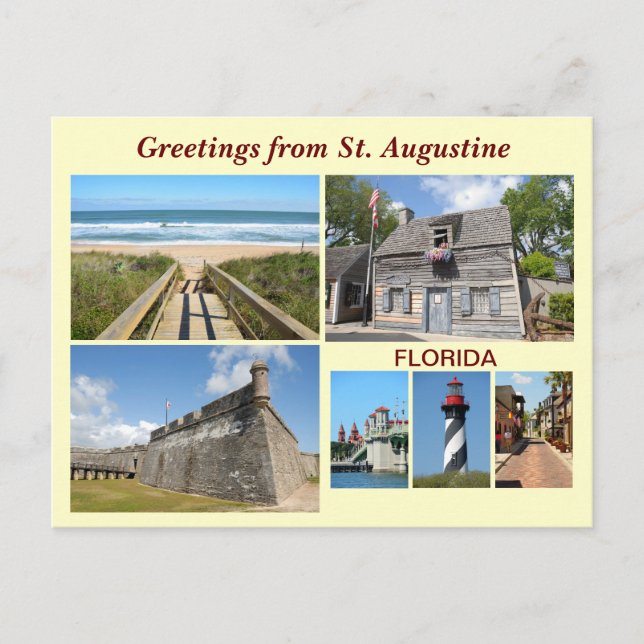 Postal Saludos desde San Agustín, Florida (Anverso)
