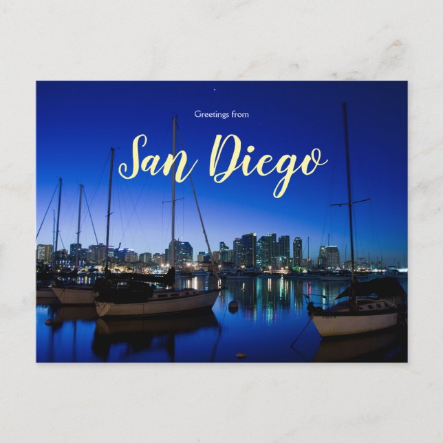 Postal Saludos desde San Diego Postcard Bay California (Anverso)
