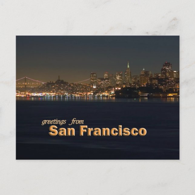 Postal Saludos desde San Francisco - Cabarridad nocturna (Anverso)