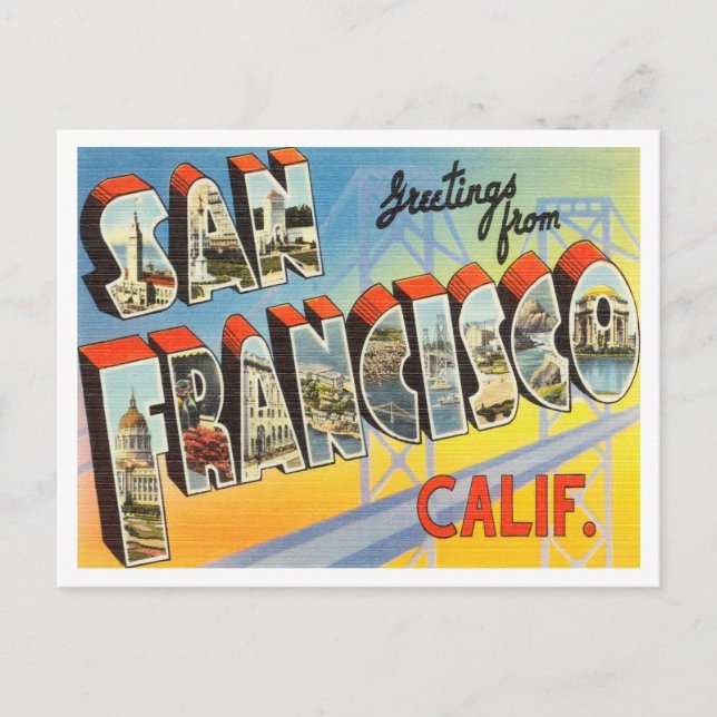 Postal Saludos desde San Francisco, California Travel (Anverso)