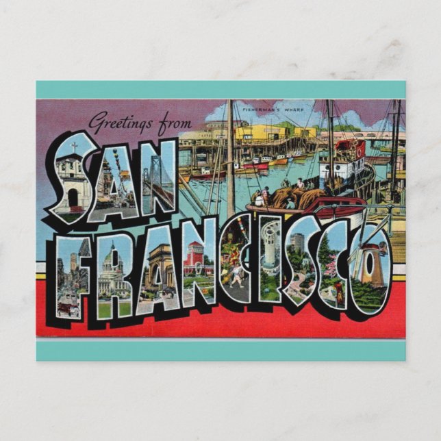 Postal Saludos desde San Francisco California Travel (Anverso)