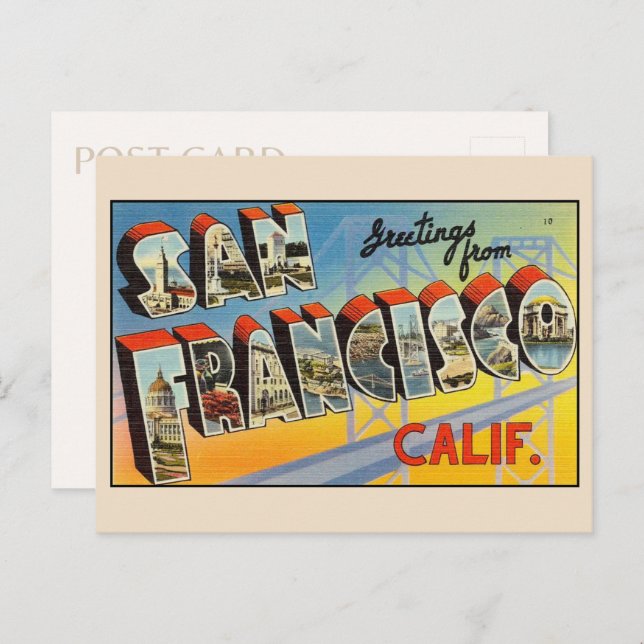 Postal Saludos desde San Francisco Large Letter Vintage (Anverso / Reverso)