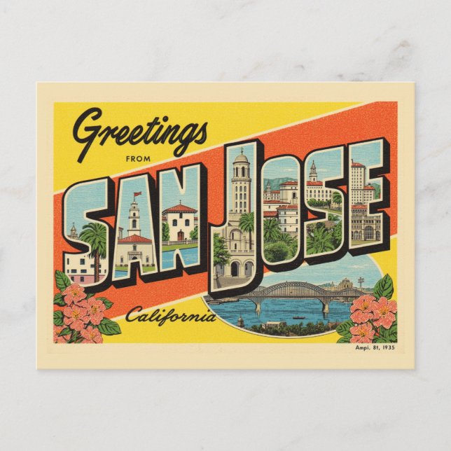 Postal "Saludos desde" San José California (Anverso)