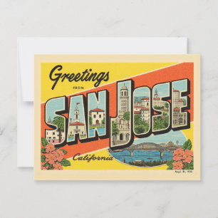 Postal Saludos desde San José California Vintage