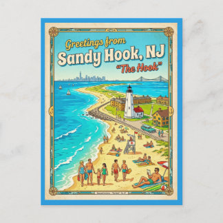 Postal Saludos desde Sandy Hook NJ al estilo vintage