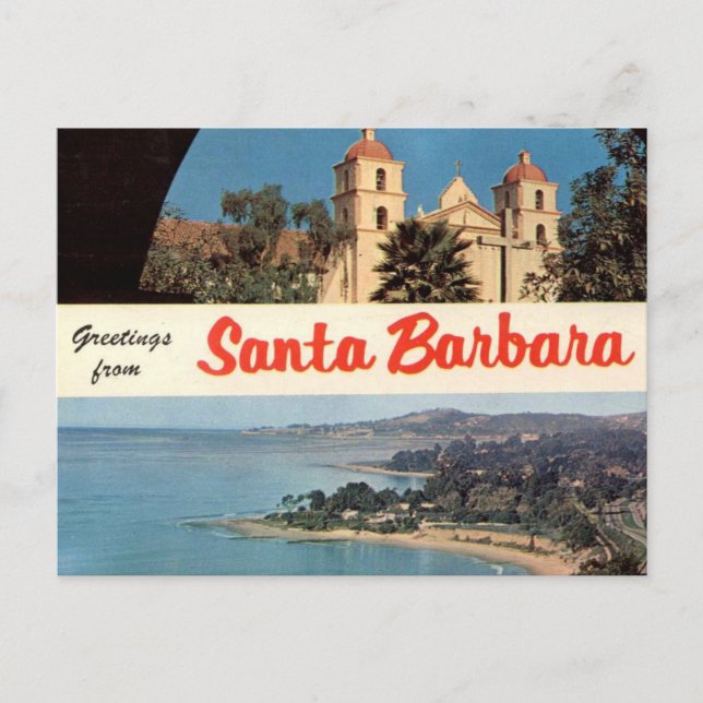 Postal Saludos desde Santa Barbara Vintage (Anverso)