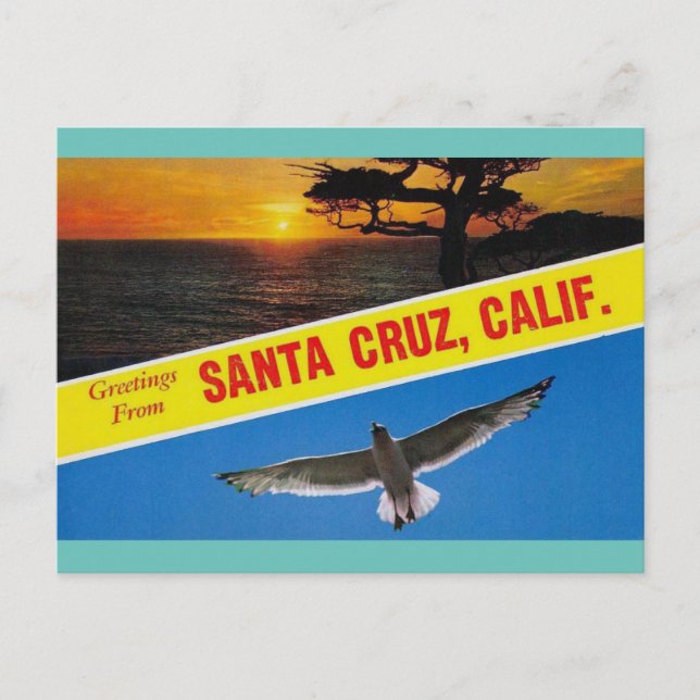 Postal Saludos desde Santa Cruz California Travel (Anverso)