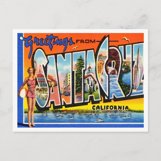 Postal Saludos desde Santa Cruz, California Travel (Anverso)