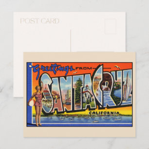 Postal Saludos desde Santa Cruz Gran Letra Vintage