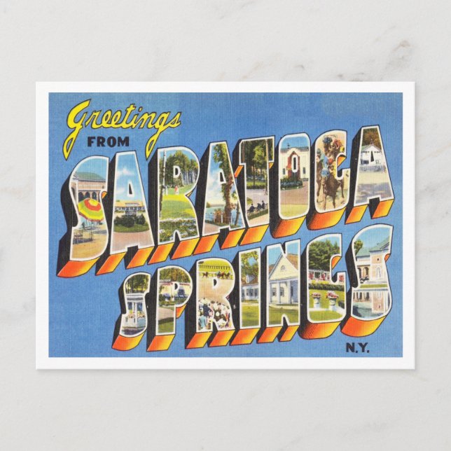 Postal Saludos desde Saratoga Springs, Nueva York Travel (Anverso)