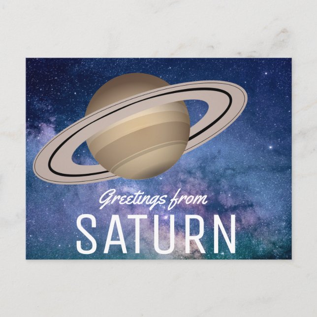 Postal Saludos desde Saturno - Viaje espacial (Anverso)