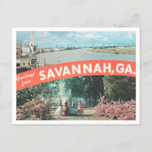 Postal Saludos desde Savannah, Georgia Vintage Travel