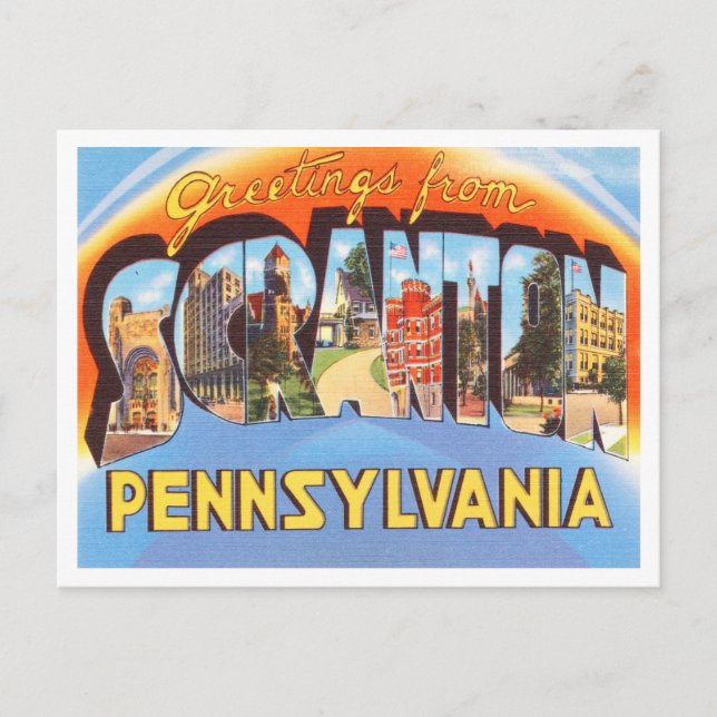 Postal Saludos desde Scranton, Pennsylvania Travel (Anverso)