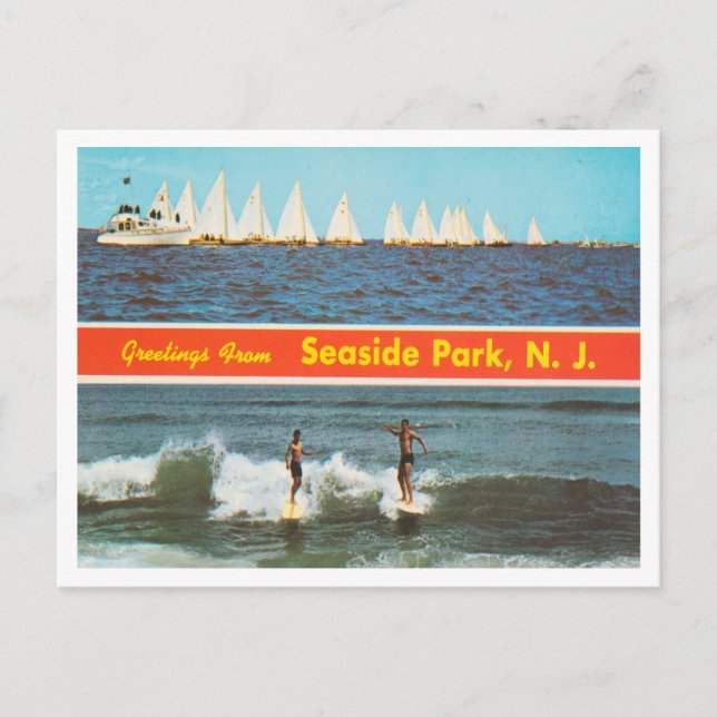 Postal Saludos desde Seaside Park, New Jersey Travel (Anverso)