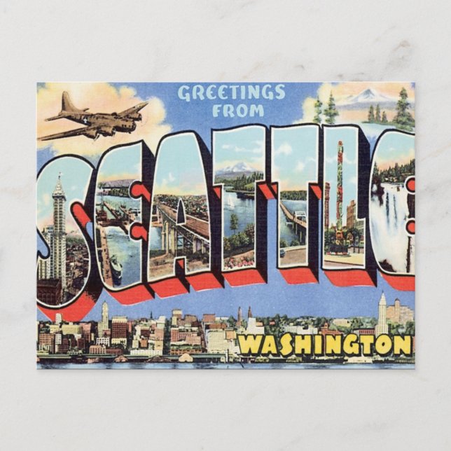 Postal Saludos desde Seattle, Washington USA (Anverso)