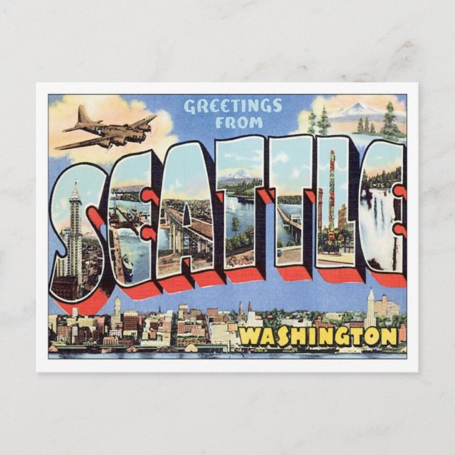 Postal Saludos desde Seattle, Washington USA (Anverso)