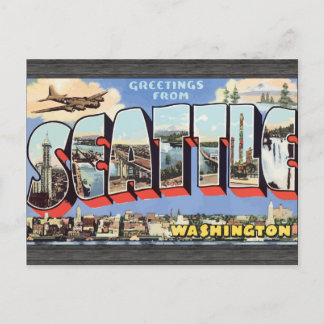 Postal Saludos desde Seattle Washington, Vintage