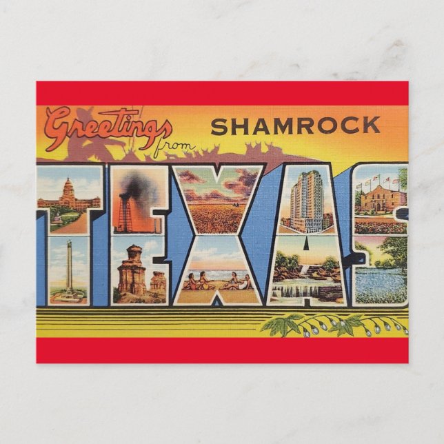 Postal Saludos desde Shamrock Texas Vintage Travel  (Anverso)