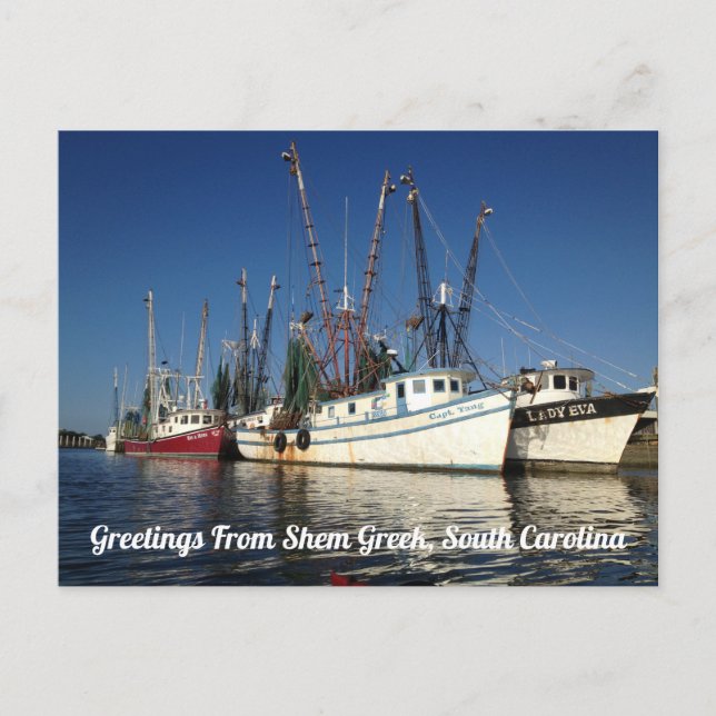 Postal Saludos Desde Shem Creek, Carolina Del Sur (Anverso)
