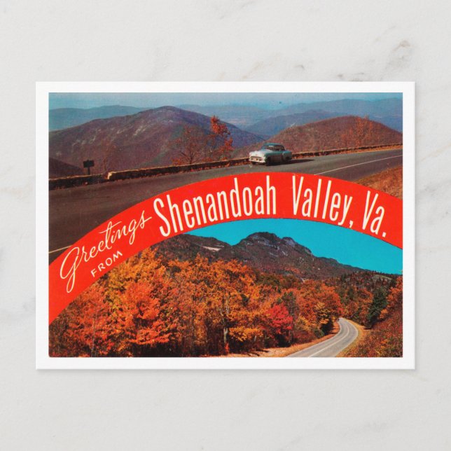 Postal Saludos desde Shenandoah Valley, Virginia Travel (Anverso)