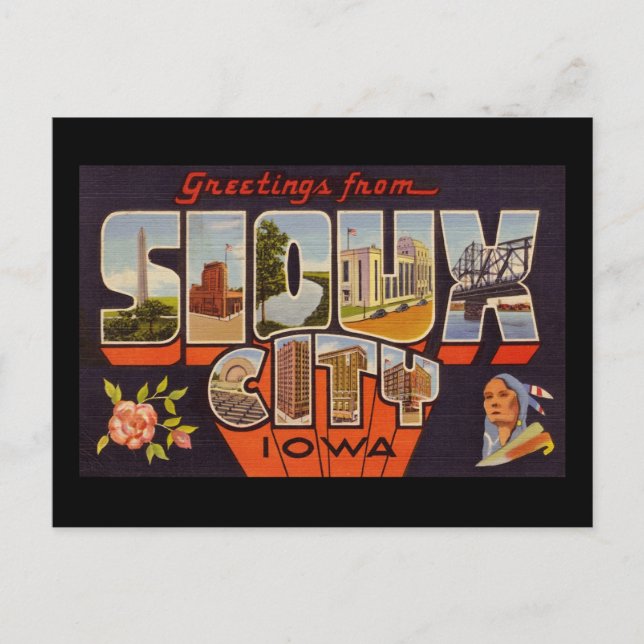 Postal Saludos desde Sioux City Iowa (Anverso)