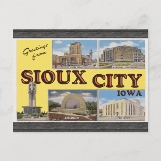 Postal Saludos Desde Sioux City Iowa, Vintage (Anverso)