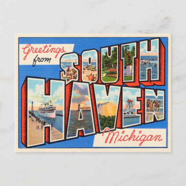 Postal Saludos desde South Haven, Michigan Travel (Anverso)